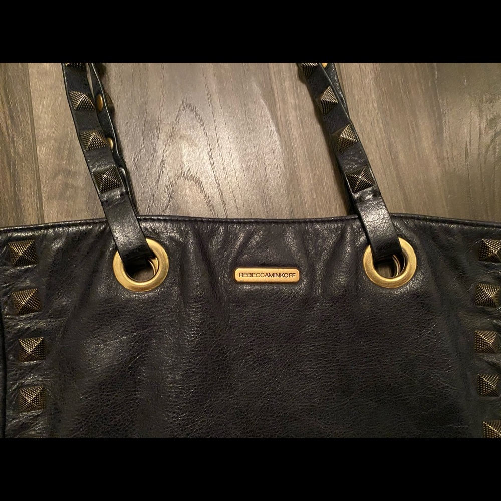 Rebecca Minkoff black crackle leather tote with studs - Picture 2 of 11